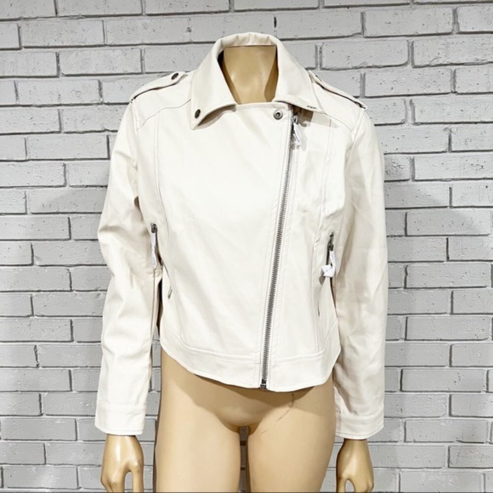 Barney’s Originals Faux Leather Just Married Ecru Jacket - Size 12 - Picture 6 of 15